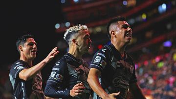     Efrain Alvarez celebrates his goal 1-1 of Tijuana during the 6th round match between Tijuana and Queretaro as part of the Torneo Clausura 2024 Liga BBVA MX at Caliente Stadium on February 09, 2024 in Tijuana, Baja California, Mexico.