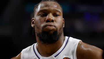 MADRID, 25/04/2023.- El ala pívot francés del Real Madrid, Guerschon Yabusele, durante el primer partido de los play off de la Euroliga ante el Partizan de Belgrado que se disputa este martes en el Wizink Center. EFE/ Juan Carlos Hidalgo
