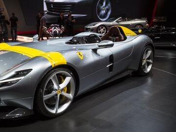 PARIS, FRANCE - OCTOBER 03:  A Ferrari Monza SP1 is displayed at the Paris Motor Show at Parc des Expositions Porte de Versailles on October 3, 2018 in Paris, France.  From October 4 - October 14, the famous motor show will showcase new cars and products from major motoring manufacturers.  (Photo by Richard Bord/Getty Images)