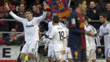 Morata celebra el gol que marcó en el Miniestadi.