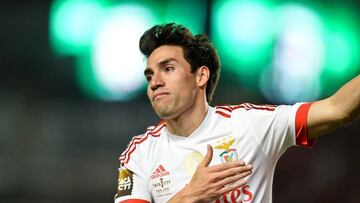 Nicolas Gaitan celebrates a goal during the Portuguese Cup final