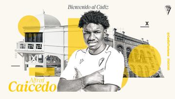 Alfred Caicedo anunciado como nuevo jugador amarillo. Foto: Cádiz CF.