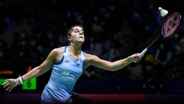 La jugadora española de bádminton Carolina Marin, durante su partido ante la china en el Indonesia Open de Yakarta.