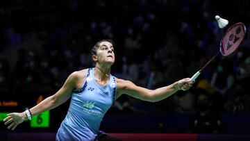 La jugadora española Carolina Marin, durante su partido ante Wang Zhiyi en el Abierto de Indonesia.