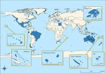 El estudio sobre ataques de tiburón ha analizado 7 regiones que incluyen hasta 14 países.