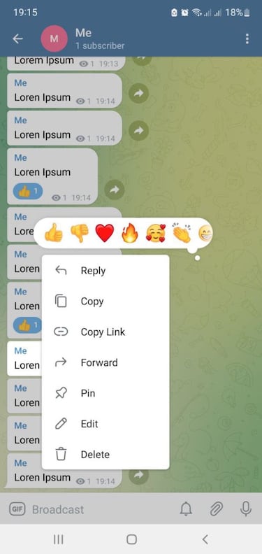 Telegram: cómo dar Me Gusta a un mensaje que te han enviado
