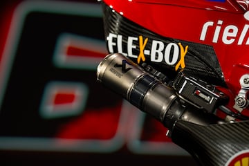 Detalles de la nueva Desmosedici GP25 de Marc M¨¢rquez y Pecco Bagnaia, la nueva moto de la escuder¨ªa Ducati Lenovo para la temporada 2025 de Moto GP.