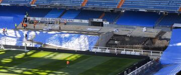 Así se encuentra el Santiago Bernabéu a dos días de su estreno. El club blanco jugará el 12 de septiembre frente al Celta de Vigo.