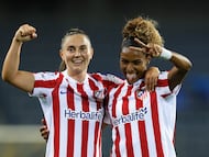 Boe Risa y Luany, en un partido de esta temporada con el Atlético.