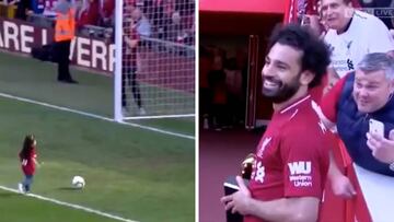 Te alegrará el día: Salah viendo cómo su hija le hacía el padre más feliz ante 60.000 personas