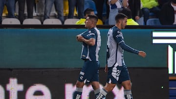     Victor Guzman celebrates his goal 1-0 of Pachuca during the game Pachuca vs Tigres UANL, corresponding to the Quarter Finals second leg match of the Torneo Apertura 2022 of the Liga BBVA MX, at Hidalgo Stadium, on October 16, 2022.

<br><br>

Victor Guzman celebra su gol 1-0 de Pachuca durante el partido Pachuca vs Tigres UANL, correspondiente al partido de vuelta de Cuartos de Final del Torneo Apertura 2022 de la Liga BBVA MX, en el Estadio Hidalgo el 16 de octubre de 2022.