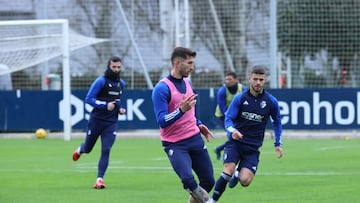 David García durante el entrenamiento de hoy.