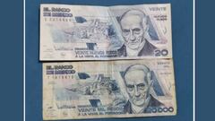 Venden par de billetes de antes y después de la devaluación mexicana en dos mil dólares