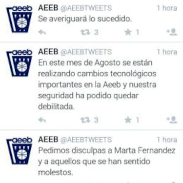 La AEEB se disculpa por un tuit sobre la hermana de Rudy