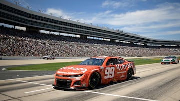 FORT WORTH, TEXAS - MAY 04: Daniel Suarez, driver of the #99 Kubota Chevrolet, enters the track for the NASCAR Cup Series W�rth 400 at Texas Motor Speedway on May 04, 2025 in Fort Worth, Texas. Chris Graythen/Getty Images/AFP (Photo by Chris Graythen / GETTY IMAGES NORTH AMERICA / Getty Images via AFP)
