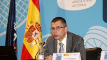 Enrique G&oacute;mez Bastida, durante unas Jornadas Antidopaje.