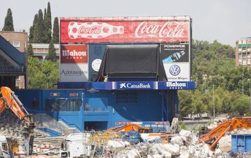 Aspecto de la demolición del Estadio Vicente Calderón a 24 de julio de 2019.
