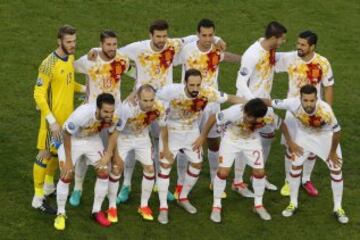 El once inicial de España.