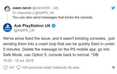 PlayStation UK: error del mensaje solucionado