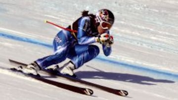 Carolina Ruiz durante su descenso ganador en Meribel.