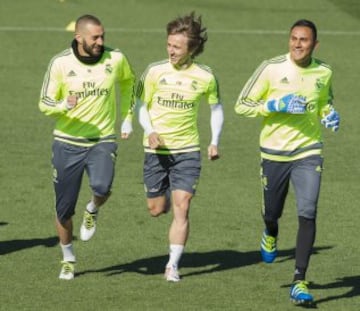 Karim Benzema, Luka Modric y Keylor Navas.