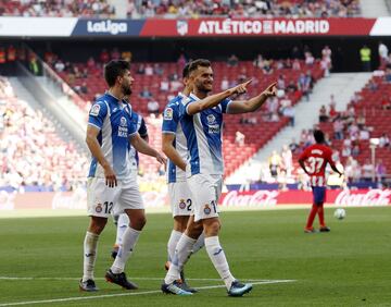 Leo Baptistao celebrando el segundo gol del Espanyol en el Wanda Metropolitano. 