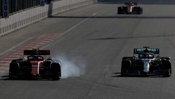 Leclerc (Ferrari SF90) y Bottas (Mercedes W10). F1 2019. 