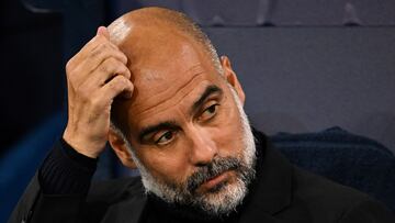 El entrenador del Manchester City, Pep Guardiola, durante el partido de Champions League contra el Estrella Roja.