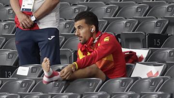 Dani Ceballos presenció la victoria de España sobre Australia desde la grada.