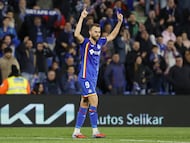 Borja Mayoral celebra su gol al Girona.