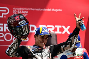 Celebración de Marc Márquez en el Autódromo Internacional del Mugello.