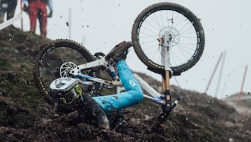 Marine Cabirou performs at UCI DH World Championships in Leogang, Austria on October 11, 2020 // Bartek Wolinski/Red Bull Content Pool // SI202010110668 // Usage for editorial use only // 