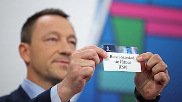 Soccer Football - Champions League - Round of 16 Draw - Nyon, Switzerland - December 18, 2023 Former Chelsea player John Terry draws Real Sociedad REUTERS/Pierre Albouy