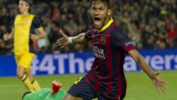 Neymar celebra su tanto ante el Atlético