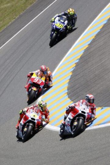 Andrea Dovizioso, Andrea Iannone, Marc Márquez y Valentino Rossi.