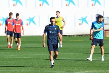 Xavi, en un entrenamiento del Barça.