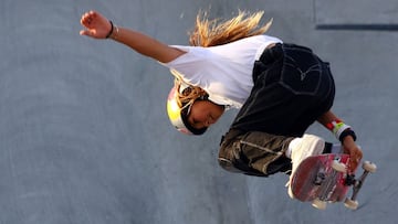 World Skateboarding Tour - 2022 World Championships - Al Jada Skate Park, Sharjah, United Arab Emirates - February 12, 2023 Britain&#039;s Sky Brown in action during the women&#039;s final  REUTERS/Rula Rouhana