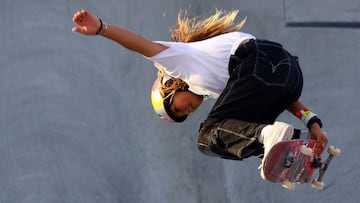 World Skateboarding Tour - 2022 World Championships - Al Jada Skate Park, Sharjah, United Arab Emirates - February 12, 2023 Britain's Sky Brown in action during the women's final REUTERS/Rula Rouhana