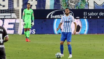David Lombán, durante el Málaga - Alcorcón.