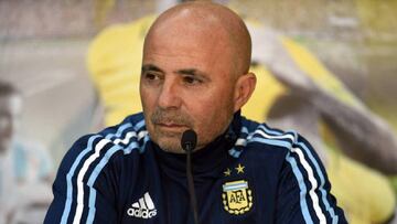 Jorge Sampaoli durante una conferencia de prensa como seleccionador argentino.