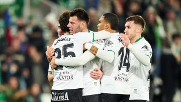 SANTANDER, SPAIN - FEBRUARY 13: Roko Baturina of Real Racing Club celebrates after scoring goal during the LaLiga Smart bank match between Racing Santander and CD Leganes at El Sardinero stadium on February 13, 2023 in Santander, Spain. (Photo by Juan Manuel Serrano Arce/Getty Images)