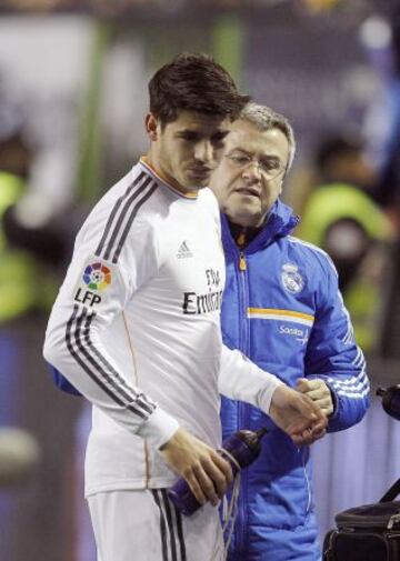 Morata con un hematoma en ojo izquierdo.