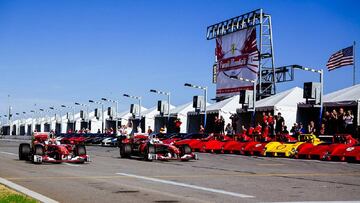 Kimi Raikkonen y Sebastian Vettel con el Ferrari en Daytona.