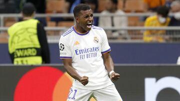 Rodrygo, tras marcar en el Inter de Mil&aacute;n - Real Madrid.