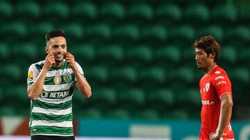 Pablo Sarabia, jugador del Sporting de Lisboa, celebra un gol.