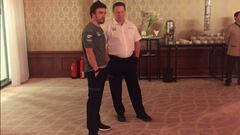 Fernando Alonso y Zak Brown antes de la rueda de prensa.