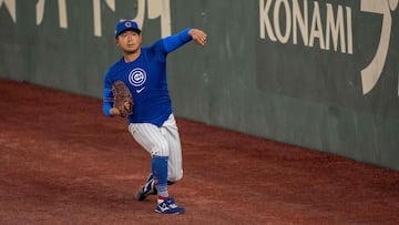Chicago Cubs� Shota Imanaga attends a training session in the MLB Tokyo Series at the Tokyo Dome in Tokyo on March 17, 2025. (Photo by Yuichi YAMAZAKI / AFP) / --IMAGE RESTRICTED TO EDITORIAL USE - STRICTLY NO COMMERCIAL USE--