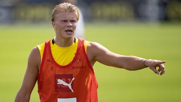 Haaland, en un entrenamiento con el Dortmund.