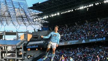 Gabri Veiga celebra su segundo gol ante el Valladolid.