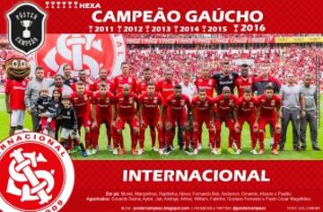 Internacional de Porto Alegre - Como ha venido siendo la tónica en los últimos cinco años, el cuadro rojo se quedó con el torneo estadual por sexto año consecutivo. Paulo Magalhaes, ex Universidad de Chile, formó parte del plantel campeón.